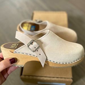 MIA Alma 🇸🇪 Swishish Clog sz 37 in old pink leather slip on adjustable buckle